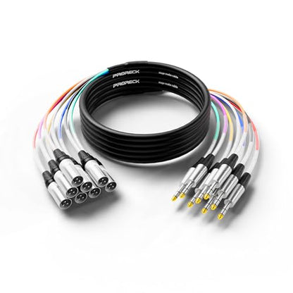 PRORECK 6.1m(20피트) 스네이크 케이블, 8채널 차폐 오디오 케이블 0.6cm(1/4인치) TRS to XLR 수, 전문 무대, 스튜디오 및 라이브를 위한 컬러 마크 커넥터 포함(PR-TRS/XLR-8 x 20M) - style: 8채널 6.1m(20피트)