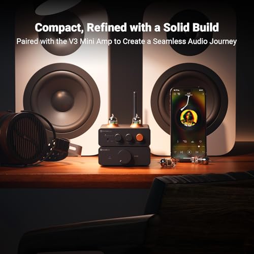 Fosi Audio GR40 Tube Preamplifier with DAC, Stereo Headphone Amplifier 3.5mm Home Audio and V3 Stereo Amplifier Home Audio 2 Channel Audio Component for Passive Bookshelf Tower Speakers Desktop Home T