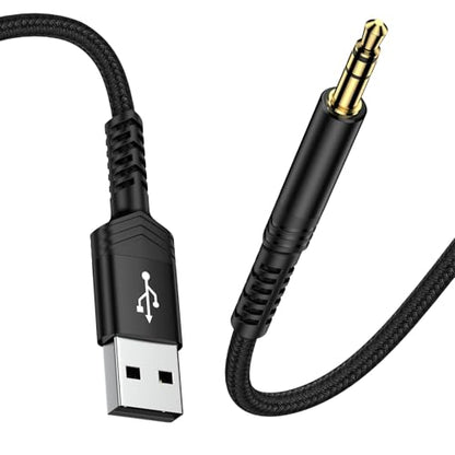 USB to Audio Adapter Cable, 3FT 3.5mm Aux to USB Audio Aux Cable Stereo Type A Male to 3.5mm TRS Male Headphone Jack Adapter for Headphones/Headset/Laptop/PC Windows/PS4 PS5 Mac/Linux/Desktops