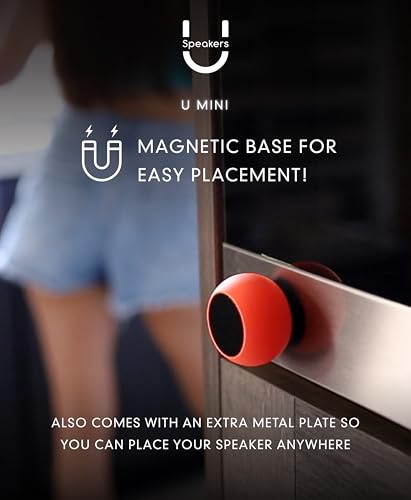 Fashionit U Mini, Tiny Bluetooth Speaker with Magnetic Base, Gold | aluminum shell, Wireless, TWS stereo pairing, 30 foot range, rechargeable battery, magnetic base, travel and gifting