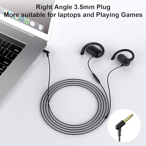 Open Ear Headphones Wired 3.5mm Earphones for Chormebook Laptop PC | Over Earbuds Wired with Ear Hook& Microphone,3.5mm Plug EarBud for Samsung A15 A14/Kindle Fire Zoom Office Running Sport Kids