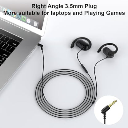 Open Ear Headphones Wired 3.5mm Earphones for Chormebook Laptop PC | Over Earbuds Wired with Ear Hook& Microphone,3.5mm Plug EarBud for Samsung A15 A14/Kindle Fire Zoom Office Running Sport Kids
