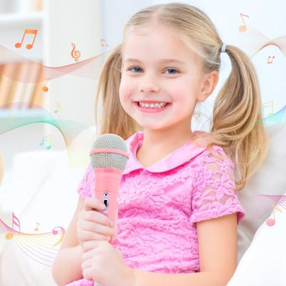 Wired Microphone, Wired Dynamic Microphone 3.5mm Jack Lightweight No Battery for Kids Singing Mechine Home (Pink)