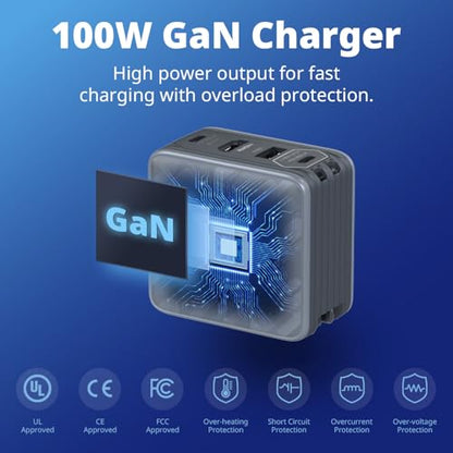 AVerMedia Portable Charger for Nintendo Switch, Steam Deck Dock, 100W GaN Fast Charging, TV Docking Station with 4K60 HDMI, Compatible with iPhone, iPad, Laptop, PC, Gaming Accessories - GC313