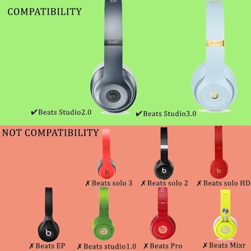 Replacement Ear Cushion Pads Cover Compatible with Beats Studio 2.0 and Studio 3.0 Over Ear Headphones only by Dr.DRE-1 Pair(Floral Black) - color: Floral Black