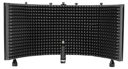 Rockville ROCKSHIELD 3 Studio Isolation Shield with RVMIC4 v2 Mic Stand | 5 Panel Steel, 2" Acoustic Foam, Quick-Release Hand Clutch, iStand 44 Tablet/Smartphone Mount, Recording, 3-Items