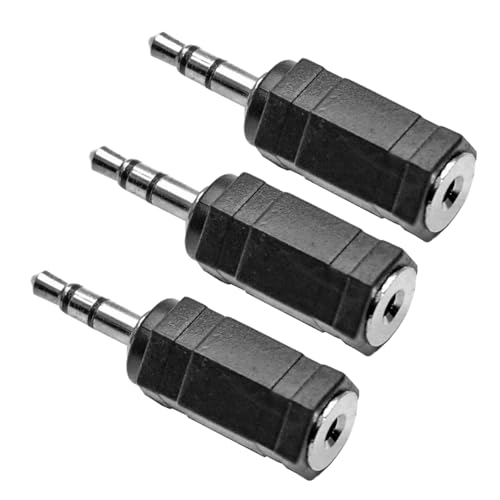 3.5mm to 2.5mm Audio Adapter, Stereo Male to Female Converter, 3-Pack, Black