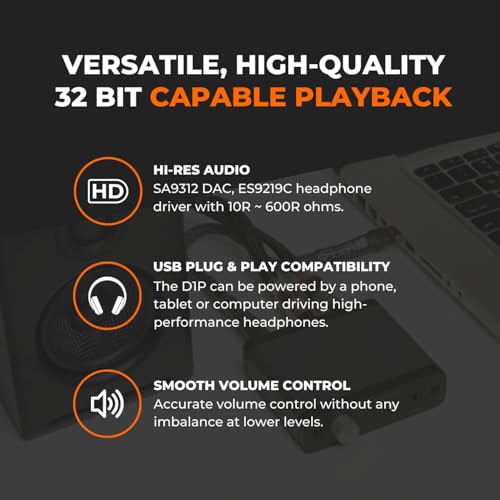 Audioengine D1P Portable Headphone Amplifier and DAC, 32-Bit USB DAC Amp | For Gaming, Music Streaming and Travel - size: Portable