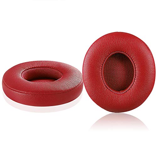 Solo 2.0 Wired Replacement Earpads, JARMOR Memory Foam Ear Cushion Cover for Beats Solo 2.0 Wired On Ear Headphones by Dr. Dre ONLY, (Does NOT FIT Solo 2.0/3.0 Wireless) (Red) - color: Red