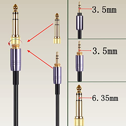 FAAEAL WH-1000XM4 Coiled Audio Cable Replacement for Sony WH-1000XM5 MDR-950BT WH-XB910N Audio-Technica ATH-M50xBT2 Headphones 3.5mm(1/8") Extension Wire with 6.35mm(1/4") Adapter 14ft - color: Black(4.2ft-14ft)