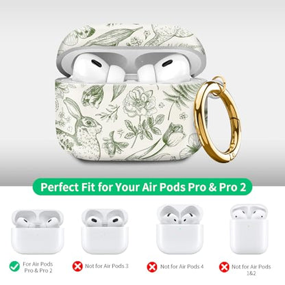 Compatible with Airpod pro 2nd/1st Generation Case Cover with Gold Round Keychain Cute Pattern Hard & Anti Slip Cover for Men Women & Girls（Rabbit Butterfly） - color: Rabbit butterfly
