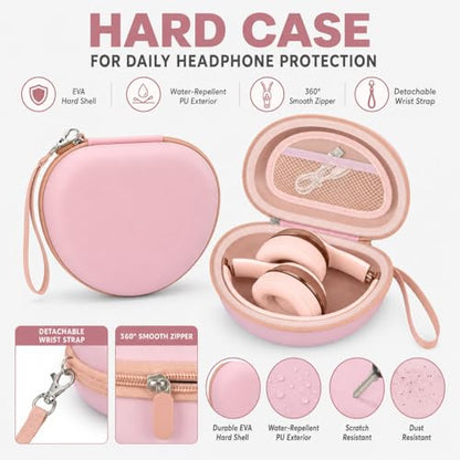 COMECASE Case for Beats Solo 4/Studio Pro Headphones with Mesh Pocket | Water-Resistant Hard Shell, Mesh Pocket for Cables, Travel Storage, Fits Solo 2/3, Solo Pro and Studio3, Cloud Pink, Bag Only - color: Pink