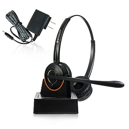 Spracht HS-2051 Dual Ear Wireless Bluetooth Headset with Base Station | Wireless Headset for Work | Wireless Headset with Microphone | AI-Powered Noise Cancelling Headset (not for Desktop Phones) - size: Dual-Ear