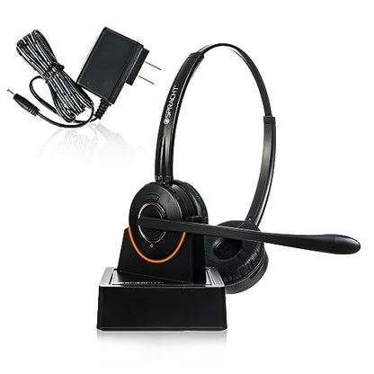 Spracht HS-2051 Dual Ear Wireless Bluetooth Headset with Base Station | Wireless Headset for Work | Wireless Headset with Microphone | AI-Powered Noise Cancelling Headset (not for Desktop Phones) - size: Dual-Ear