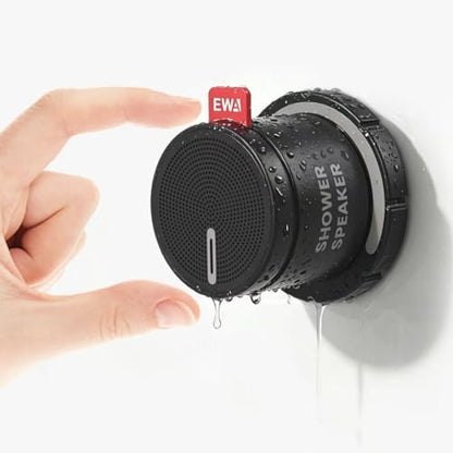 EWA Shower Speaker, Magnetic Portable Bluetooth Speaker with Phone Stand,Metal Portable Wireless Mini Speakers Waterproof with Rotary Control,for Bathroom Gym Home, Birthday Gifts (Black) - color: Black