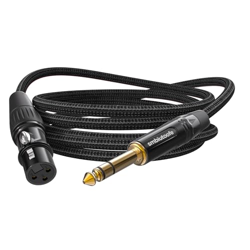 XLR to 1/4, Female XLR to TRS (6.35mm) Speaker Cables 3ft 1Pack | Quarter Inch to XLR Gold-Plated Pins, Nylon Braided Cable for Speakers, Mixers, Active Speakers Amplifiers - size: 3 feet 1P