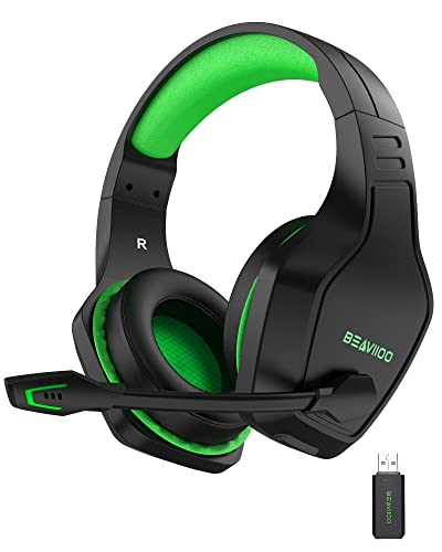 2.4G 无线游戏耳机带麦克风适用于 PC ， PlayStation 4 5 无线蓝牙 USB 游戏耳机带麦克风,适用于笔记本电脑,50 小时播放时间