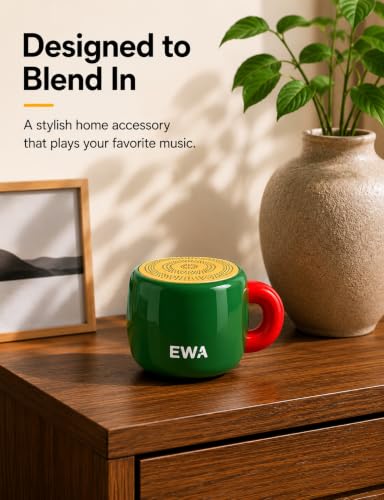 EWA Coffee Mug Speaker, Portable Bluetooth Speaker for Desk & Bedroom(GRE) | Lifestyle Speaker, 5W Clear Sound with Bluetooth 5.4. Coffee Mug Design, IP67 Waterproof, Unique Gift for Coffee Lovers - color: Green