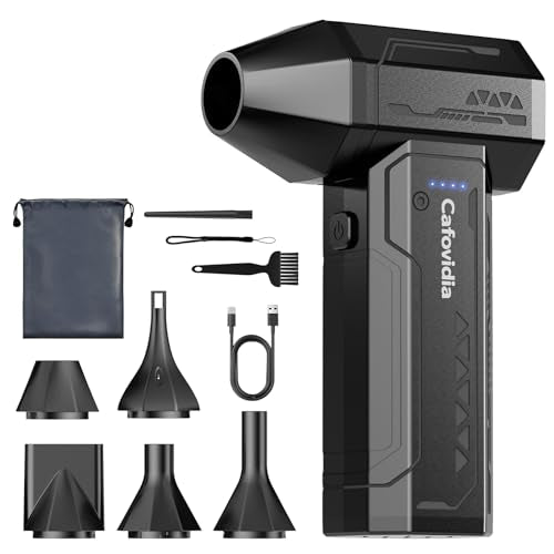 Electric Air Duster, Compressed Air Duster, 470g Thrust | 300000RPM Brushless, 10000mAh Rechargeable Battery, 4-Speed Adjustable,187 CFM,Cordless Air Blower for Car, PC& Outdoor