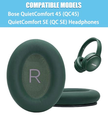 Replacement earpads Compatible with Bose QuietComfort 45 Headphones | Military green/high-density sound-isolating soft ear pads, protein leather material - color: military green