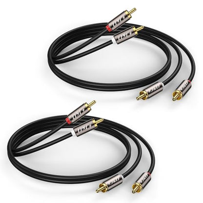 J&D RCA Cable, (2 Pack) Gold-Plated RCA Audio Cables, Copper Shell 2RCA Male to 2RCA Male Stereo Audio Cable, 6 Feet - size: 6 Feet