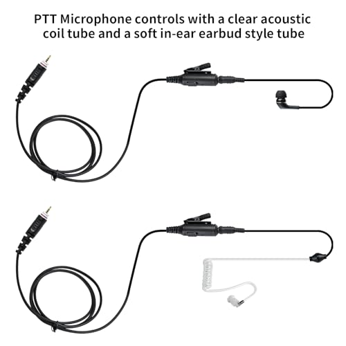 Two Way Radio Ear Set Headset Earpiece with PTT Mic Compatible for Motorola CLP 1010e 1080e CLP1010e CLP1080e Walkie Talkie (to 3.5mm Aux Audio Earbud)