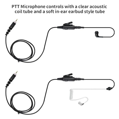 Two Way Radio Ear Set Headset Earpiece with PTT Mic Compatible for Motorola CLP 1010e 1080e CLP1010e CLP1080e Walkie Talkie (to 3.5mm Aux Audio Earbud)