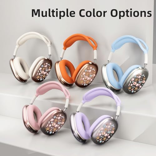 Cute Pink Starfish Clear Case for Airpods Max Headphones Kawaii Sea Print Soft TPU Ear Cups Cover Anti-Scratch Silicone Ear Pad Protective Case Girls Headband Cover for Apple Airpods Max - color: Starfish shell 08