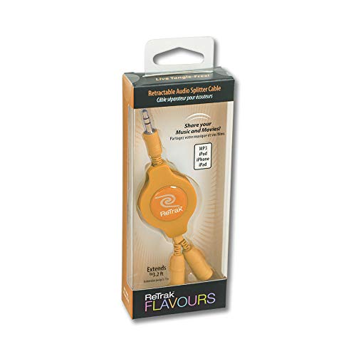 ReTrak Retractable Headphones Splitter, Orange (ETCABLESPLOR ) - color: Orange