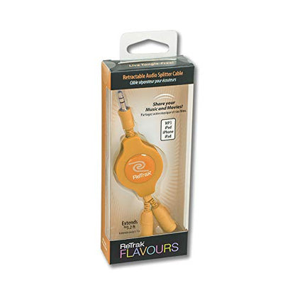 ReTrak Retractable Headphones Splitter, Orange (ETCABLESPLOR ) - color: Orange