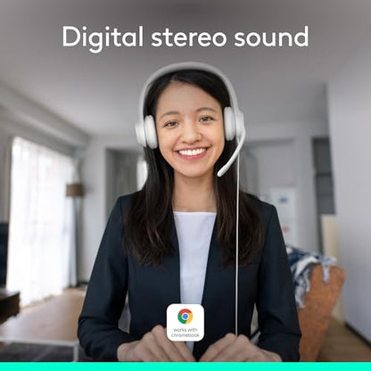 Logitech H390 Wired Headset PC/Laptop Stereo Headphones, USB-A, Off-White | Stereo Headphones for PC/Laptop, USB-A, In-Line Controls, Works with Chromebook - color: Off White, style: USB-A