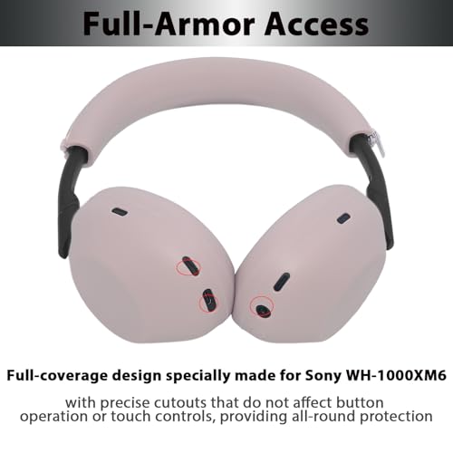 Adhiper XM6 Sweat Covers Accessories for Sony WH-1000XM6 - Rose Gray | Soft Silicone Case, 2-in-1 Headphone Cover with Earpad Covers & Headband Cover, Sweatproof & Easy to Clean & Secure Fit - color: Rose Gray