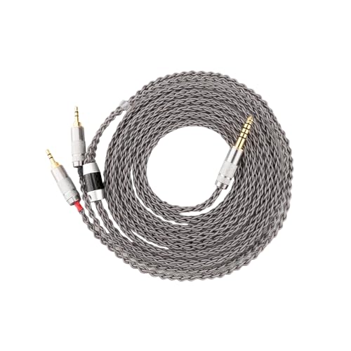 4.4mm to Dual 3.5mm / 2.5mm Male Cable Compatible for Hifiman HE4XX HE400S, HE-400i Headphones 8 Core Braided Silver Plated Replacement Audio Upgrade Cable 2M (4.4mm to Dual 2.5mm Male)