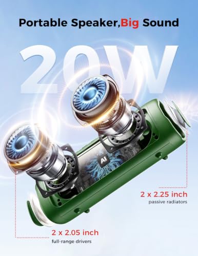 Bluetooth Speaker, 20W HD Sound, Portable Wireless, IPX5 Waterproof, Up to 24H Playtime, TWS Pairing, for Home/Party/Outdoor/Camping/Beach Essentials, Electronic Gadgets, Birthday Gift (Green) - color: Green