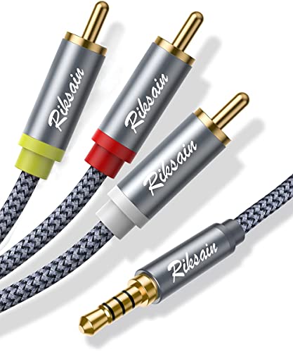 3.5mm to RCA Cable Audio Video Cables, 16.6FT/5M 3.5mm 1/8” TRRS to 3-Male RCA Adapter Stereo AUX Cord AV Cable for Camcorders, Handycam, MP3, Tablet, Speaker, Home Theater, DVD Player & More - size: 16.6 ft