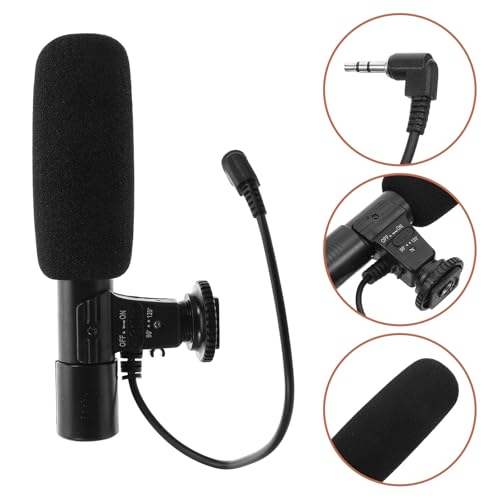 Veemoon Interview Microphone for Camera and Camcorder, Black ABS Stereo