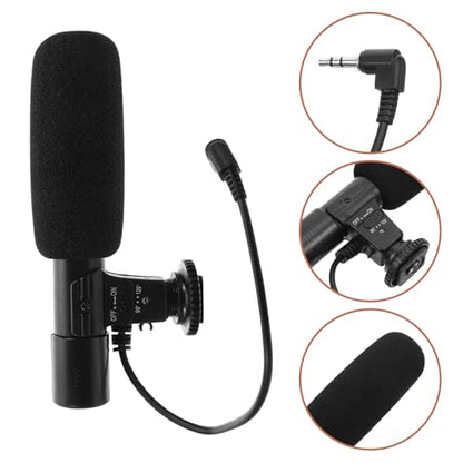 UKCOCO Interview Microphone for Camera, 3v Portable Video Microphone Black