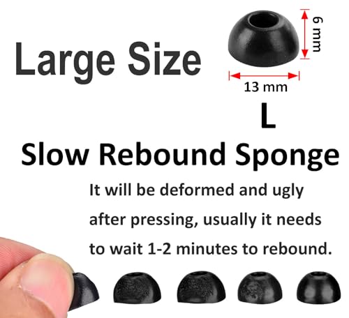 A-Focus for Pixel Buds Pro 2 Memory Foam Ear Tips Replacement Comfortable No Silicone Pain Fit in Case Eartips Cover Compatible with New Google Pixel Buds 2 Pro Black L 3 Pairs - size: L