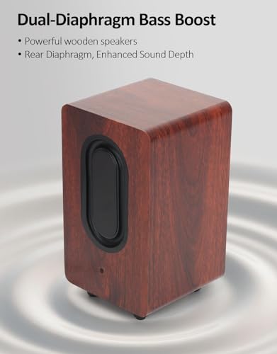 PC Speakers 12W, Wooden Computer Speakers USB Powered with Dual Diaphragm, High-Fidelity Stereo Sound for Desktop Laptop Monitor Tablet, Built-in Audio Output Jack (Brown) - color: Brown