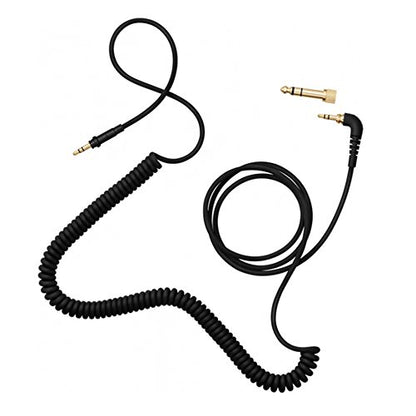 AIAIAI Coiled Black 1.5m Thermo Plastic Cable with Soft Touch Surface - color: Black Coiled + Adapter