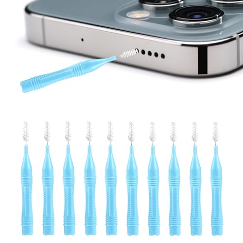 10pcs Cell Phone Charging Port Cleaner Brushes for Apple | Anti-Clogging Small Mini Cleaning Tools Kit Speaker Charger Receiver Earphone Tablets Headphones Accessories Supplies Blue