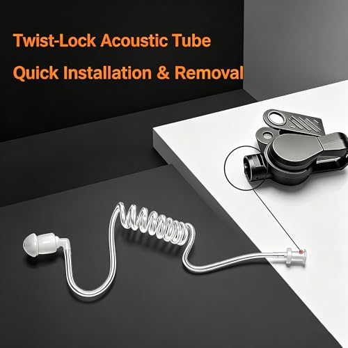 2 Pack Clear Acoustic Tube Replacement with Ear Fins Earmold | Two-Way Radio Police Earpiece Accessories, Soft Silicone Fins Anti-Slip Ear Mold Stable Fit - color: Clear