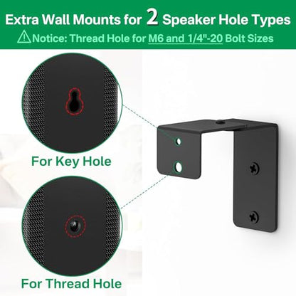 Speaker Stand Pair for Samsung Stands and Wall Mount - 33" to 42" Height Adjust Floor Stand for Samsung Surround Sound Rear Speakers with Keyhole & Thread Hole