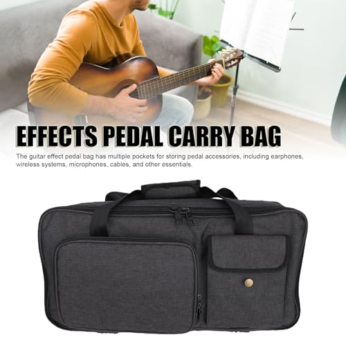 Effects Pedal Carrying Bag, 10mm Padding Multi Pockets Guitar Effects Pedal Case with Adjustable Strap and Water Proof Fabric, for Line 6 (L) - size: L