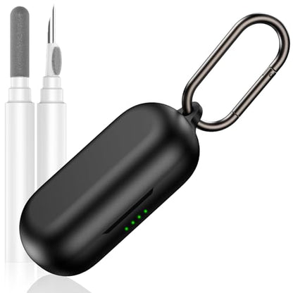 for Raycon Open Earbuds Case Cover, Shockproof Silicone Skin | Anti-Scratch Protective Case for Raycon Open Ear Bluetooth Headphones with Cleaner Kit & Carabiner, Black