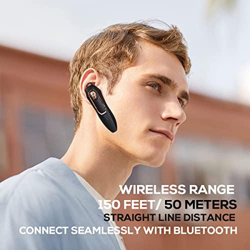 Micool Bluetooth Earpiece, Noise Canceling Trucker Headset, 30H Talking Time, 2 Microphones, Hands Free Bluetooth Earpiece for Cell Phones, Long Battery Life for Work