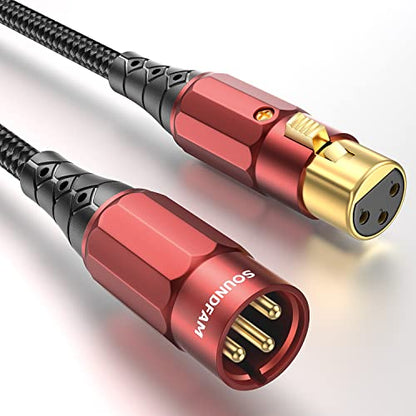 XLR Cable 6FT, XLR Microphone Cable Male to Female | Professional Balanced Audio Cable with 99.99% OFC, 24K Gold Plated Connectors for Mic, Mixer, Speaker, Studio Recording - size: 6FT
