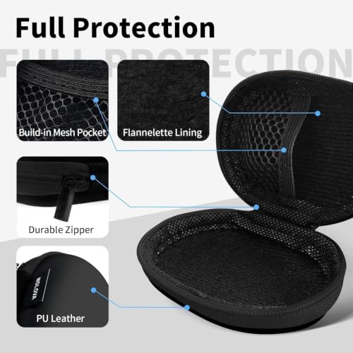 1 Pack Oval Earbud Case Storage Bag with Carabiner, Black - color: D11-black