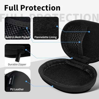1 Pack Oval Earbud Case Storage Bag with Carabiner, Black - color: D11-black