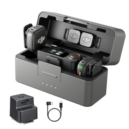 DJI Mic 3 (2TX+1RX+Charging Case), All in one Mic with Canon MI Hot Shoe | Wireless Mini Mic for iPhone/Camera/Android, Ultralight, Adaptive Gain Control, 28hrs Use, Vlog, Noise Cancelling